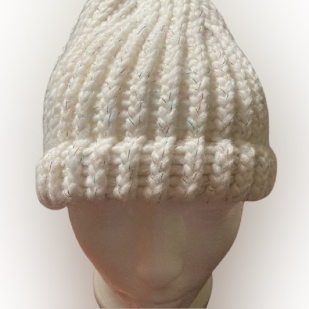 HANDMADE cozy knit beanie hat with shimmer for adults
